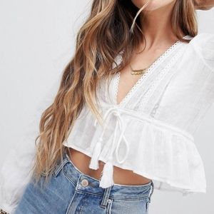 Free People - While Oberoi Deep V-Neck Top